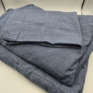Vintage Woolrich 100% Cotton Flannel 3 Piece Sheet Set‎ Queen Solid Blue Heavy